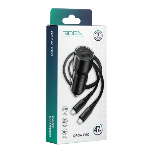 Купить Авто Зарядное Устройство Ridea RCC-47114 QPow Pro 1USB/1USB-C PD/QC 47.5W+Type-C to Type-C