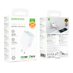 Купити Мережевий Зарядний Пристрій Borofone BA89A 1USB-C/1USB PD/QC 30W+Type-C to Type-C, 2
