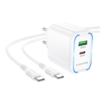 Купити Мережевий Зарядний Пристрій Borofone BA89A 1USB-C/1USB PD/QC 30W+Type-C to Type-C, 4