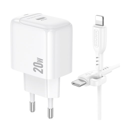 Купити Мережевий Зарядний Пристрій Borofone BAS43A 1USB-C PD/QC 20W+Type-C to Lightning, 3