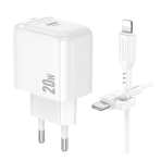 Купити Мережевий Зарядний Пристрій Borofone BAS43A 1USB-C PD/QC 20W+Type-C to Lightning, 3