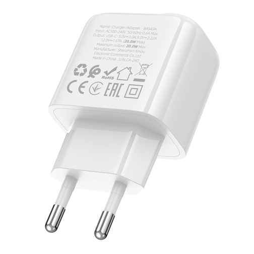 Купить Сетевое Зарядное Устройство Borofone BAS43A 1USB-C PD/QC 20W, 5