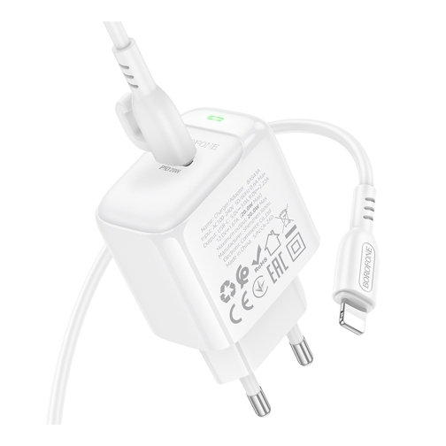 Купити Мережевий Зарядний Пристрій Borofone BAS43A 1USB-C PD/QC 20W+Type-C to Lightning, 4