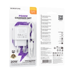 Купити Мережевий Зарядний Пристрій Borofone BAS43A 1USB-C PD/QC 20W+Type-C to Type-C Купити Мережевий Зарядний Пристрій Borofone BAS43A 1USB-C PD/QC 20W+Type-C to Type-C