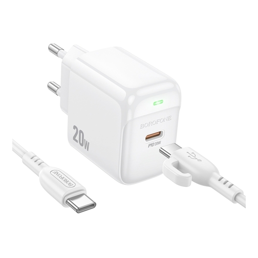 Купить Сетевое Зарядное Устройство Borofone BAS43A 1USB-C PD/QC 20W+Type-C to Type-C, 3