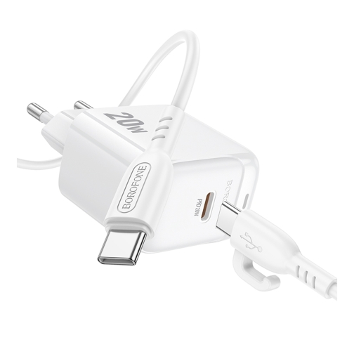 Купить Сетевое Зарядное Устройство Borofone BAS43A 1USB-C PD/QC 20W+Type-C to Type-C, 5