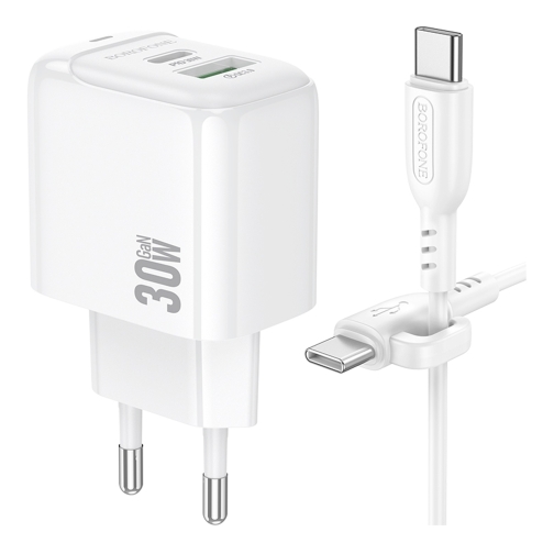 Купить Сетевое Зарядное Устройство Borofone BAS45A 1USB-C/1USB PD/QC 30W+Type-C to Type-C, 3