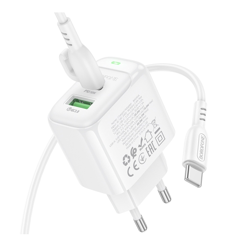 Купить Сетевое Зарядное Устройство Borofone BAS45A 1USB-C/1USB PD/QC 30W+Type-C to Type-C, 4