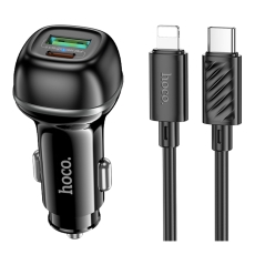 Купить Авто Зарядное Устройство Hoco Z58A 1USB/1USB-C QC/PD48W+Type-C to Lightning
