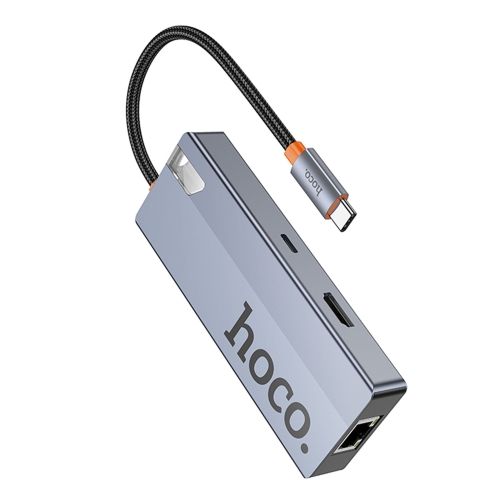 Купити Хаб USB Hoco HB51 Type-C 6-in-1 (HDTV+RJ45-100Mbps+PD+USB3.0*3), 3