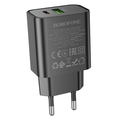 Купити Мережевий Зарядний Пристрій Borofone BA88A 1USB-C/1USB PD/QC 20W, 8