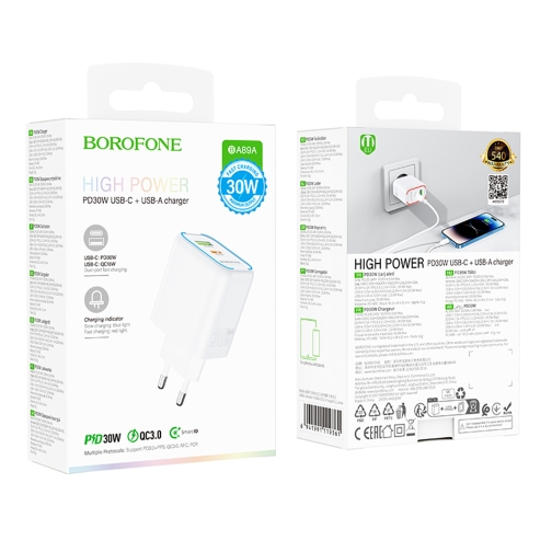 Купити Мережевий Зарядний Пристрій Borofone BA89A 1USB-C/1USB PD/QC 30W, 2