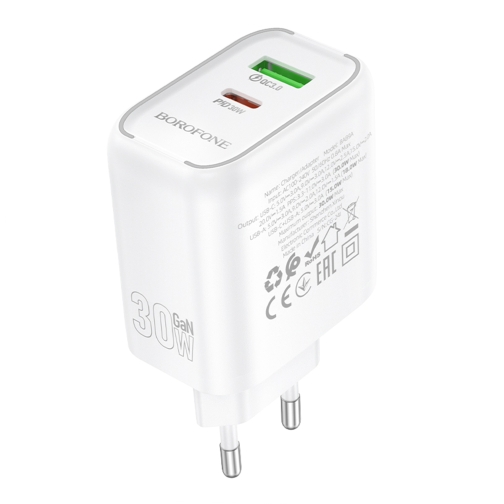 Купити Мережевий Зарядний Пристрій Borofone BA89A 1USB-C/1USB PD/QC 30W, 6