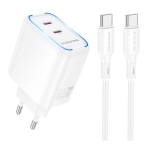 Купить Сетевое Зарядное Устройство Borofone BA90A 2USB-C PD/QC45W+Type-C to Type-C