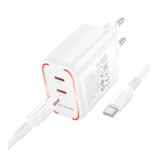 Купить Сетевое Зарядное Устройство Borofone BA90A 2USB-C PD/QC45W+Type-C to Type-C, 5
