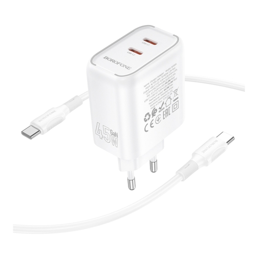 Купить Сетевое Зарядное Устройство Borofone BA90A 2USB-C PD/QC45W+Type-C to Type-C, 6