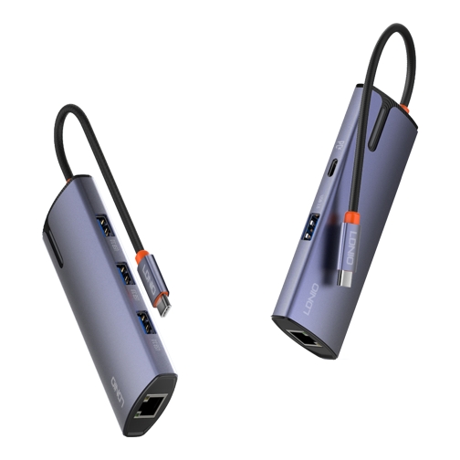 Купить USB Hub LDNIO DS-16H Type-C To PD*1(100W)+HDMI*1(4K@30hz)+USB3.0*3+RJ45*1(1Gbps), 6