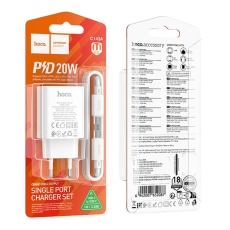 Купити Мережевий Зарядний Пристрій Hoco C143A 1USB-C PD/QC 20W+Type-C to Type-C