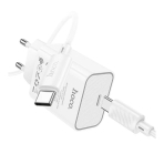 Купити Мережевий Зарядний Пристрій Hoco C143A 1USB-C PD/QC 20W+Type-C to Type-C, 5