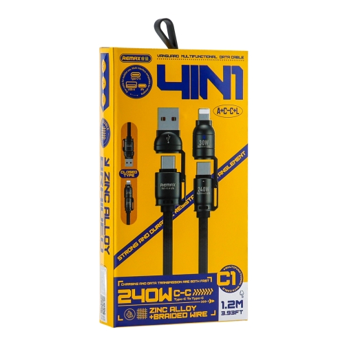 Купить USB Remax C1 (A+C-C+L) 1.2M 240W, 2