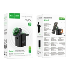 Купить Беспроводное Зарядное Устройство Hoco CQ20A EU 6-in-1 15W+1USB/2USB-C 65W Magnetic (iWatch)