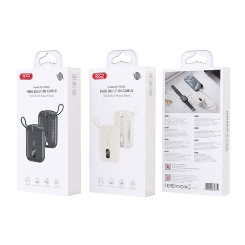 Купити Універсальна Мобільна Батарея Power Bank XO PR260 Self-watch wireless charger, Type-C cable digital fast charger 20W, 10000 mAh, 2