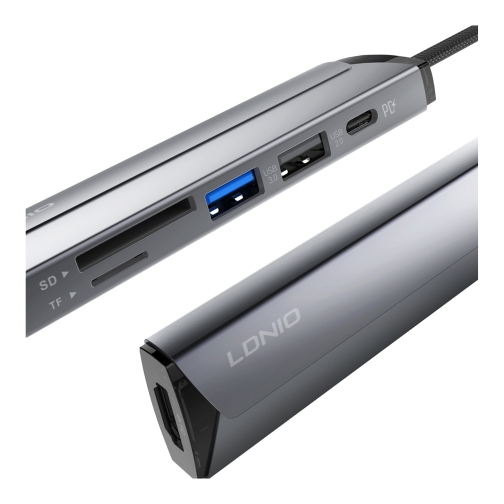 Купить USB Hub LDNIO DS-56H Type-C To PD3.0*1(100W)+HDMI*1(4K@30hz)+USB2.0*1+SD+TF, 6
