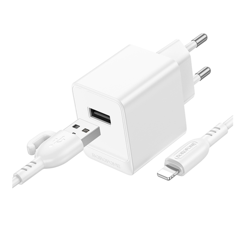 Купить Сетевое Зарядное Устройство Borofone BAS11A 1USB 2.1A+USB to Lightning, 4