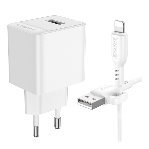 Купить Сетевое Зарядное Устройство Borofone BAS11A 1USB 2.1A+USB to Lightning, 6