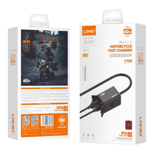 Купить Авто-Мото Инвертор LDNIO C108 1USB/1USB-C 60W+Type-C to Type-C, 2