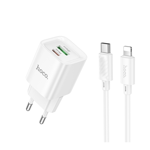 Купити Мережевий Зарядний Пристрій Hoco C147A 1USB-C/1USB PD/QC 20W+Type-C to Lightning