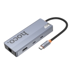 Купить USB Hub Hoco HB52 Type-C 8-in-1 (HDTV+RJ45-100Mbps+SD/TF+PD+Type-C3.0+USB3.0*2), 6