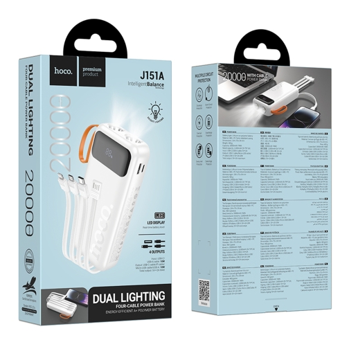 Купити Універсальна Мобільна Батарея Power Bank Hoco 151A Spirit dual lighting four-cable 20000mAh, 2