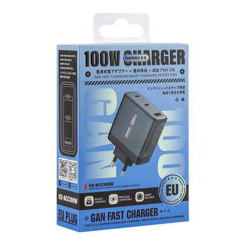 Купити Мережевий Зарядний Пристрій Remax U2-ACC100W Gan