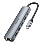 Купить USB Hub Borofone DH16 6-в-1 Type-C to HDMI+PD+USB3.0+USB2.0*2+RJ45(L=0.15M)