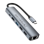 Купить USB Hub Borofone DH16 6-в-1 Type-C to HDMI+PD+USB3.0+USB2.0*2+RJ45(L=0.15M), 4