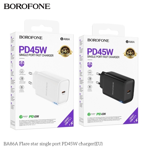 Купити Мережевий Зарядний Пристрій Borofone BA86A 1USB-C PD/QC 45W