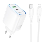 Купити Мережевий Зарядний Пристрій Borofone BA89A 1USB-C/1USB PD/QC 30W+Type-C to Lightning