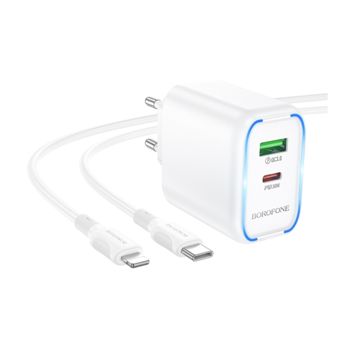 Купити Мережевий Зарядний Пристрій Borofone BA89A 1USB-C/1USB PD/QC 30W+Type-C to Lightning, 4