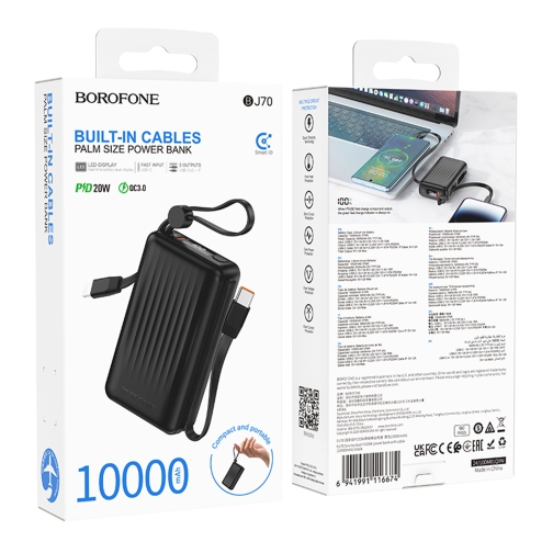 Купить Power Bank Borofone BJ70 Source dual PD20W with cable 10000 mAh, 3