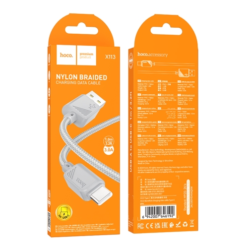 Купить USB Hoco X113 Type-C 3A, 3