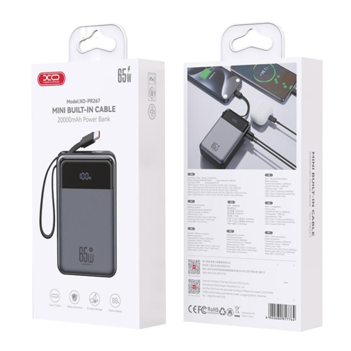Купити Універсальна Мобільна Батарея Power Bank XO PR267 65W with 65W Type-C two-way charging cable 20000 mAh, 2