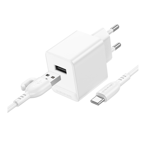 Купить Сетевое Зарядное Устройство Borofone BAS11A 1USB 2.1A+USB to Type-C, 4
