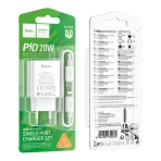 Купити Мережевий Зарядний Пристрій Hoco C143A 1USB-C PD/QC 20W+Type-C to Lightning, 2