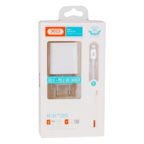 Купити Мережевий Зарядний Пристрій XO L64 Type-C to Lightning QC3.0 18W, 4