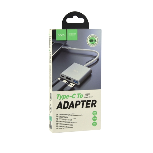 Купити Перехідник Hoco HB14 Type-C to USB3.0+HDMI+PD