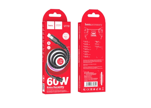 Купити Кабель USB Hoco U110 60W Type-C to Type-C 1.2m, 5