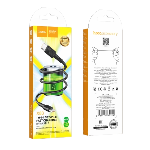 Купить USB Hoco X83 60W Type-C to Type-C