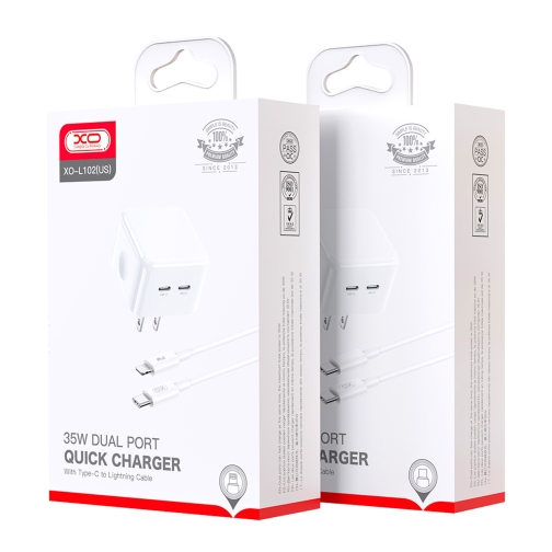 Купити Мережевий Зарядний Пристрій XO L102 EU Dual type-C port 35W Type-C to Lightning, 2