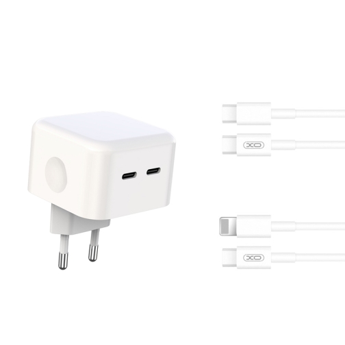Купити Мережевий Зарядний Пристрій XO L102 EU Dual type-C port 35W Type-C to Lightning, 3